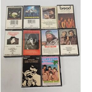 Lot of 10 Vintage CassetteTapes Willie Nelson Santana Elvis Charlie Daniels Band